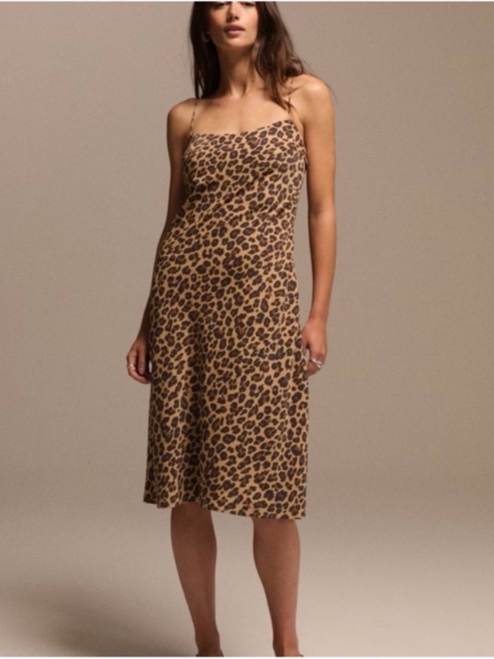 Leopard Print Slip Dress in Brown